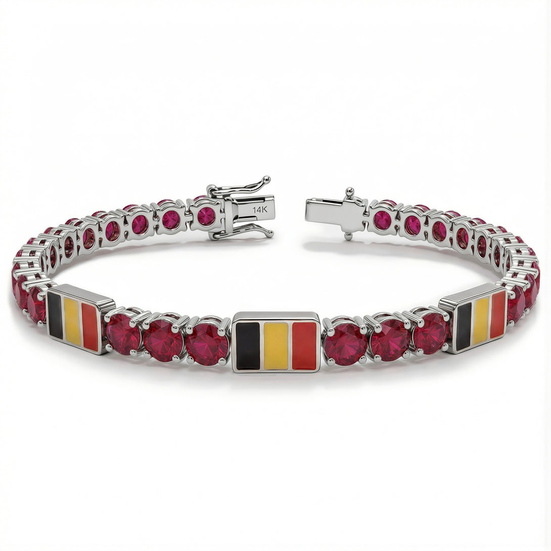Ruby Tennis Bracelet with Belgium Flag no. 12