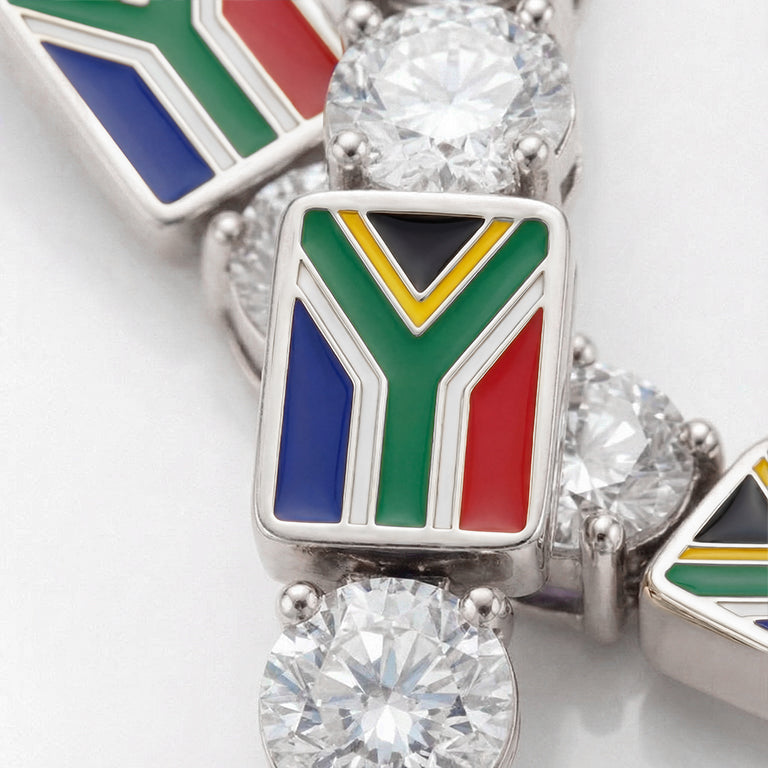 Diamond Tennis Bracelet with South Africa Flag no. 3