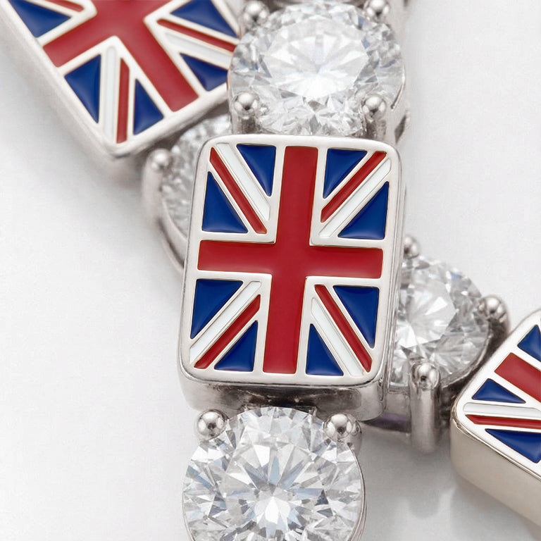 Diamond Tennis Bracelet with United Kingdom Flag no. 3