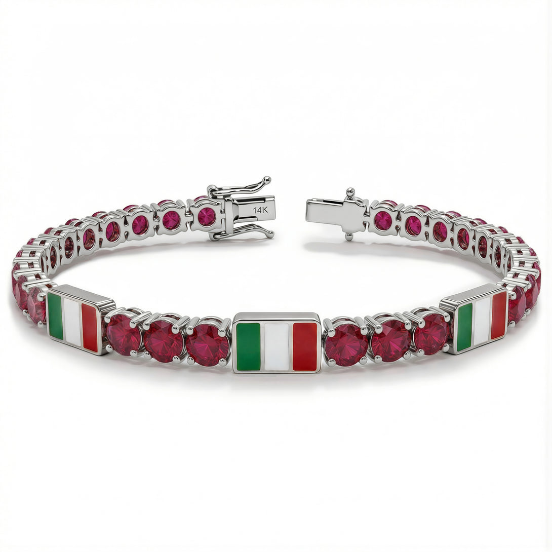Ruby Tennis Bracelet with Italy Flag no. 12