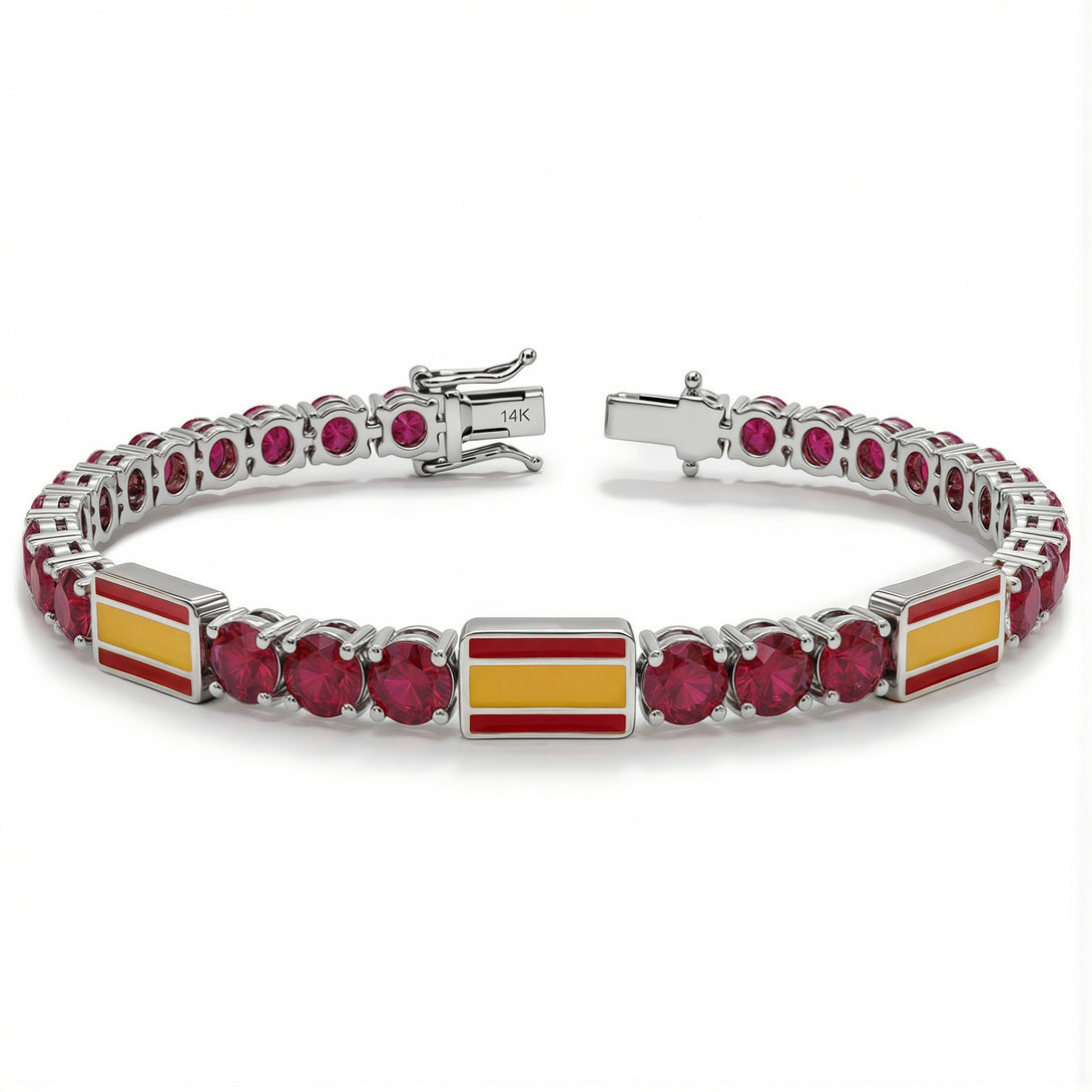 Ruby Tennis Bracelet with Spain Flag no. 12