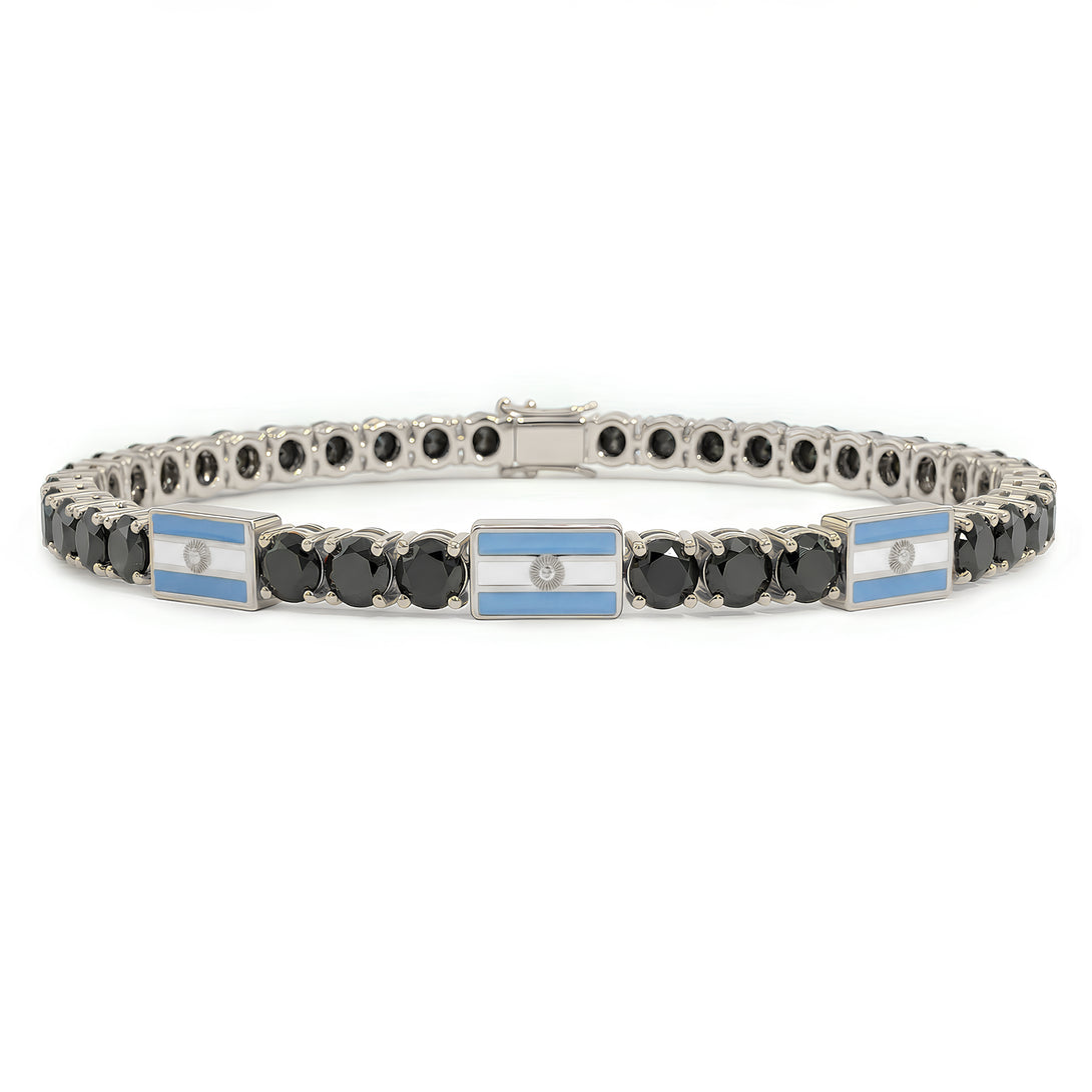 Black Diamond Tennis Bracelet with Argentina Flag no. 9