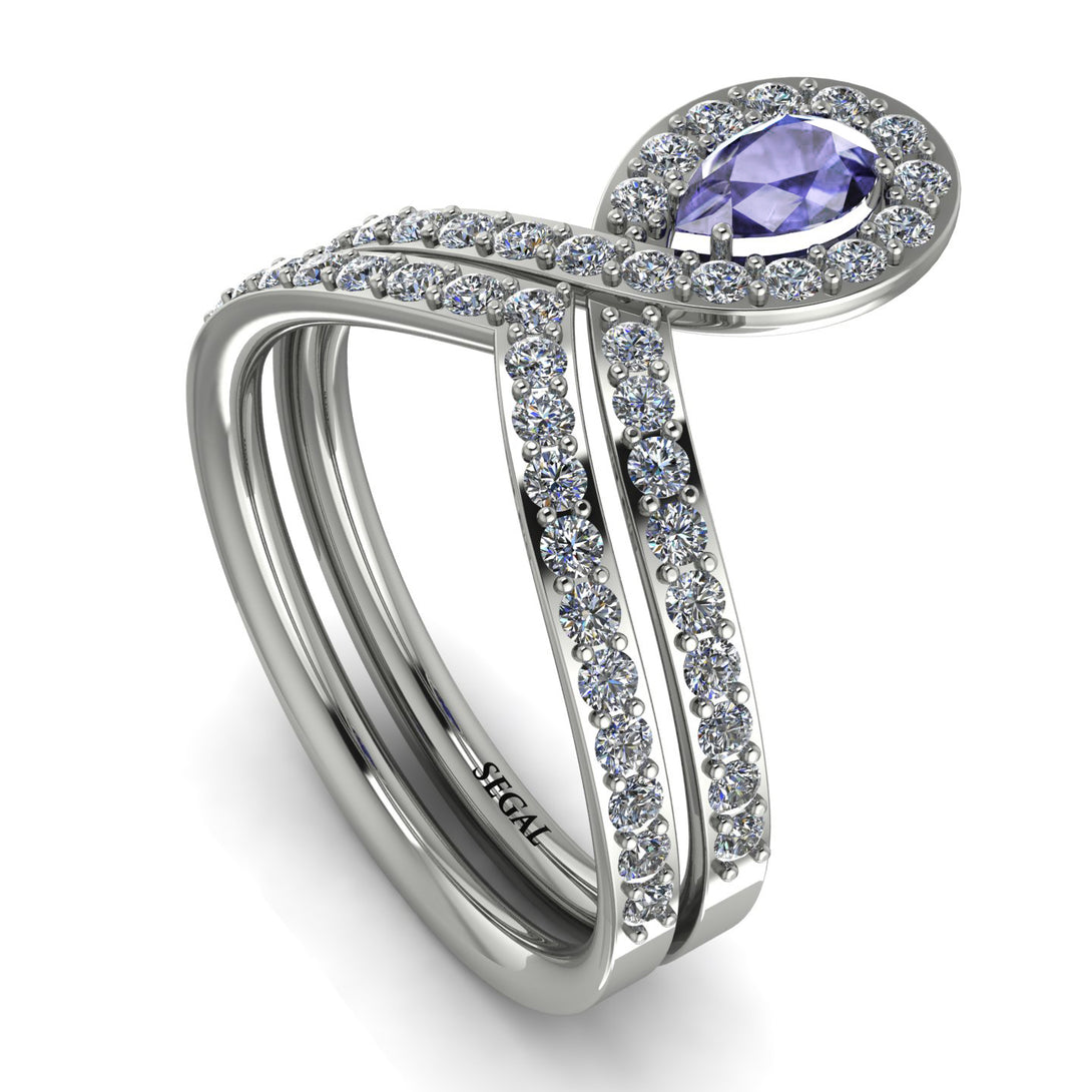 Tanzanite Pear Shape Stacking Bridal Set - Emilia No. 203