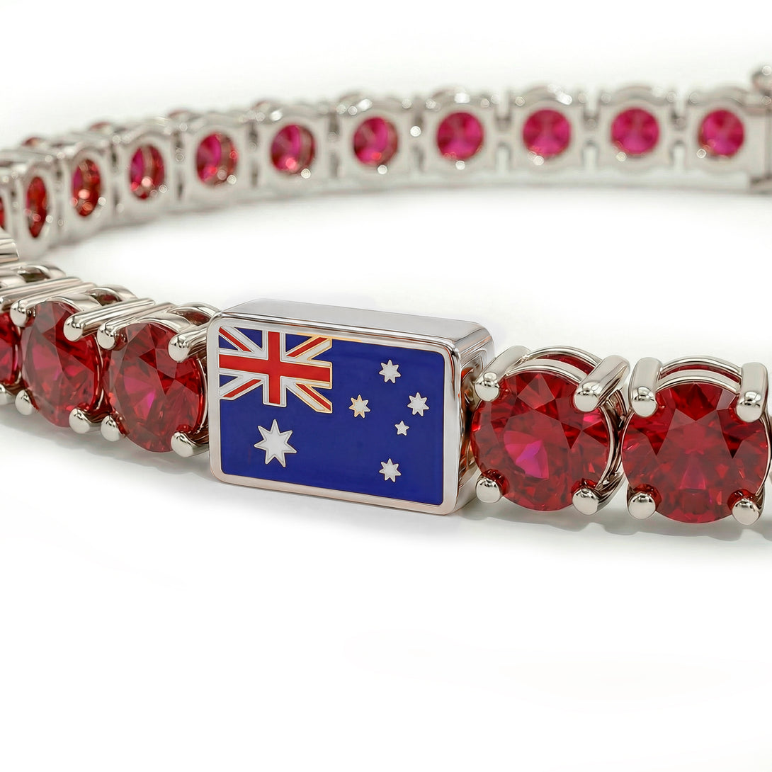 Ruby Tennis Bracelet with Australia Flag no. 12
