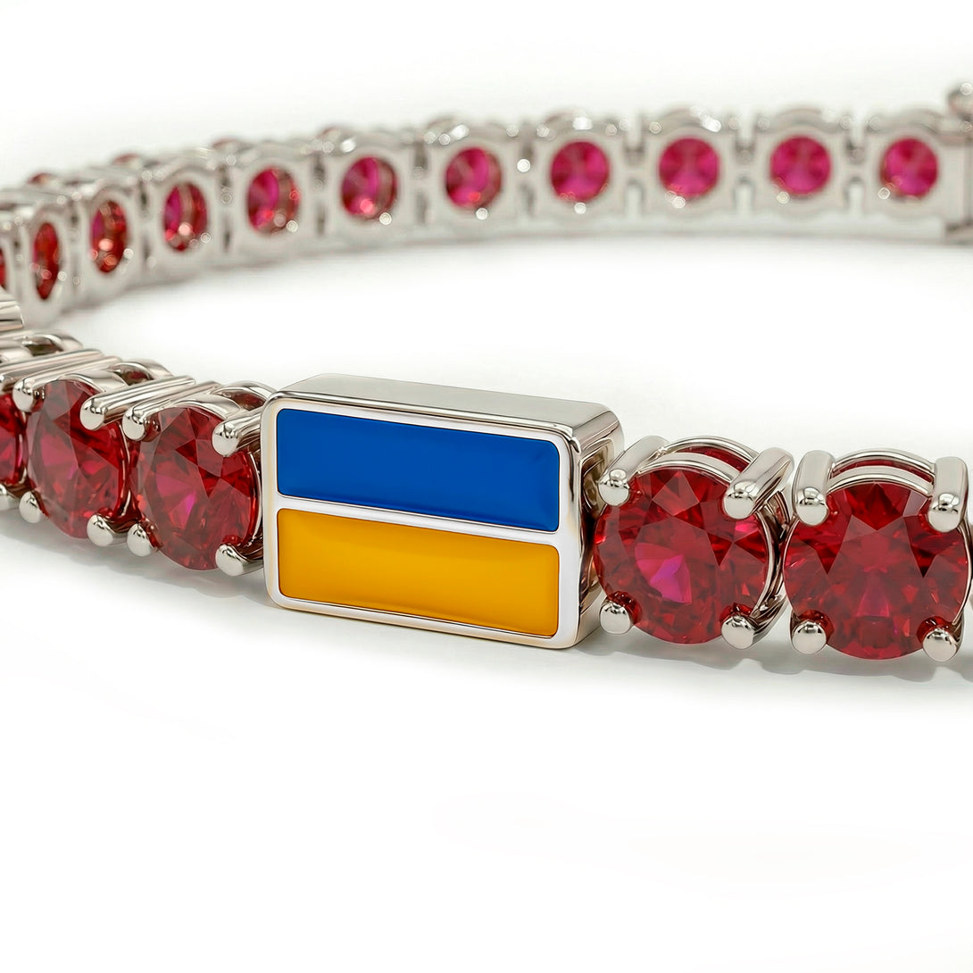 Ruby Tennis Bracelet with Ukraine Flag no. 12