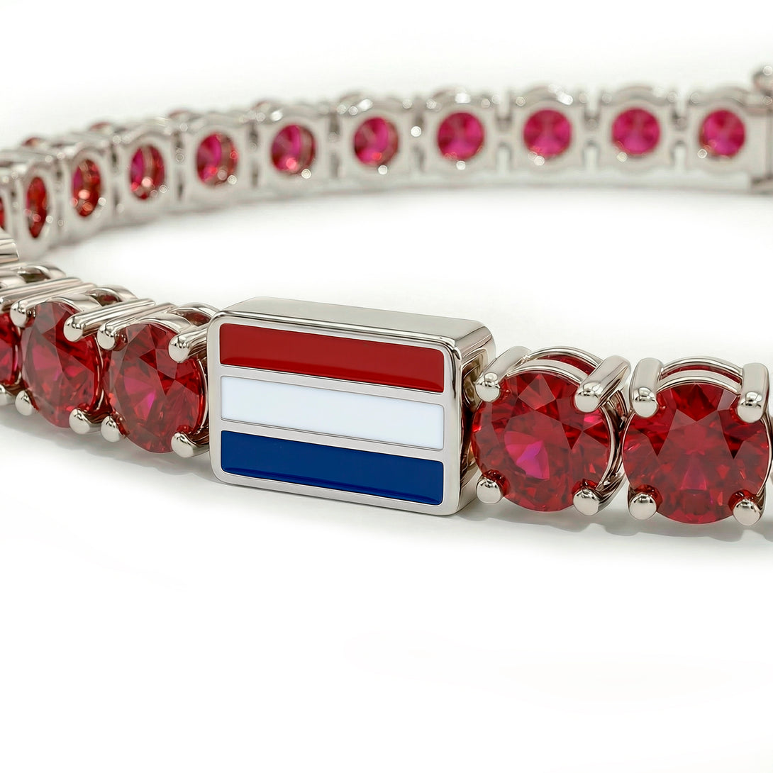 Ruby Tennis Bracelet with Netherlands Flag no. 12