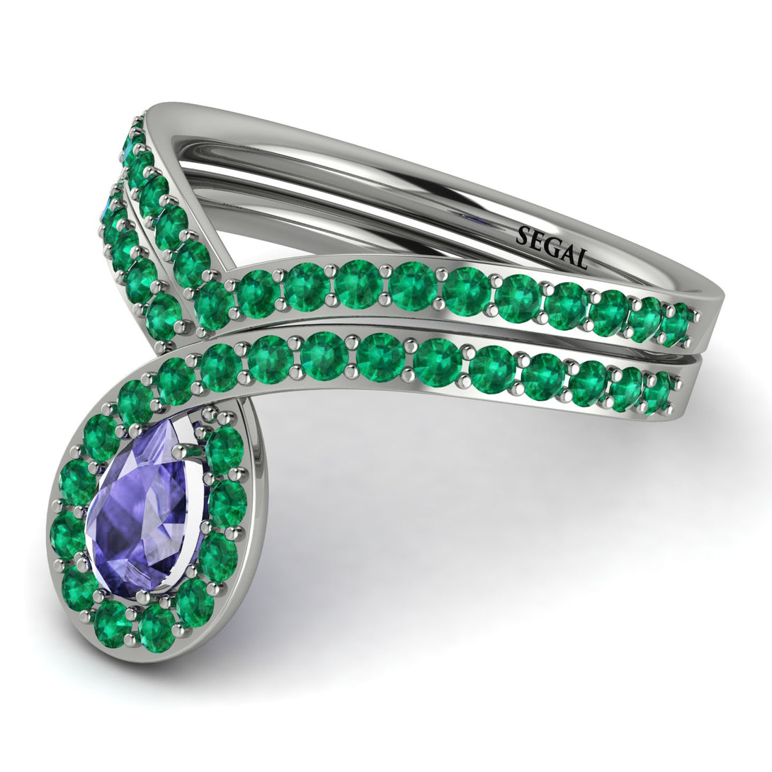 Tanzanite Pear Shape Stacking Bridal Set - Emilia No. 206