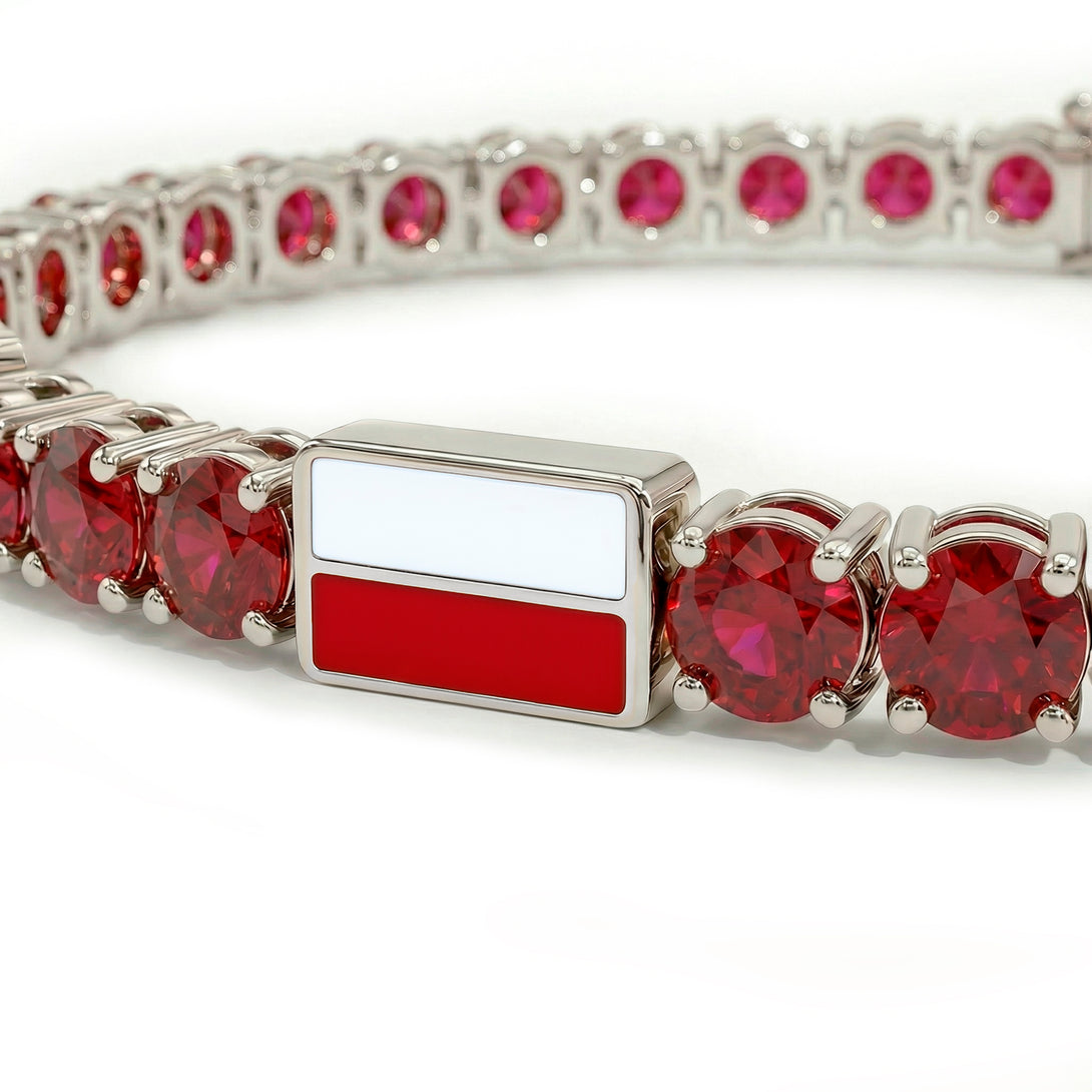 Ruby Tennis Bracelet with Poland Flag no. 12