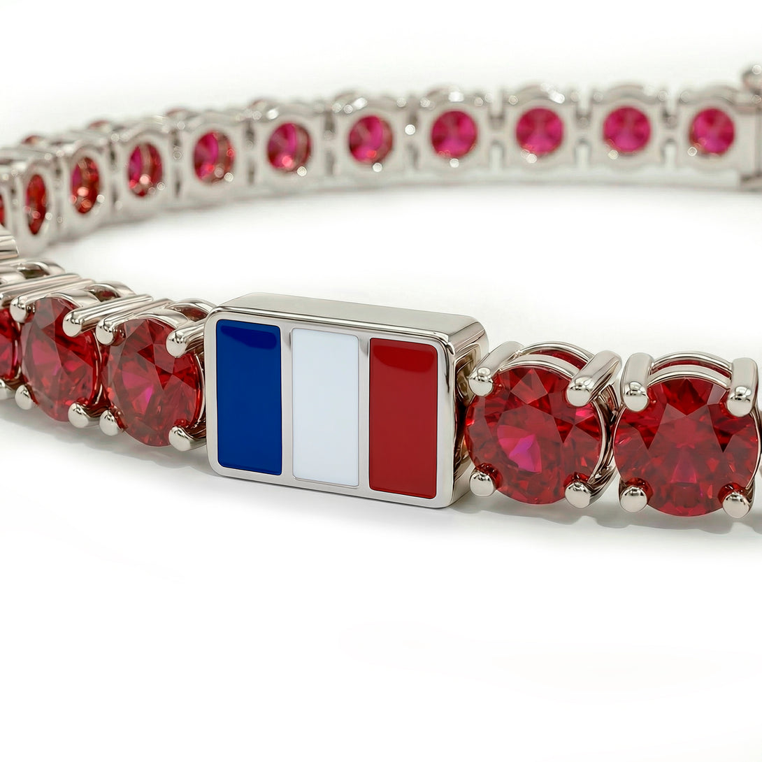 Ruby Tennis Bracelet with France Flag no. 12