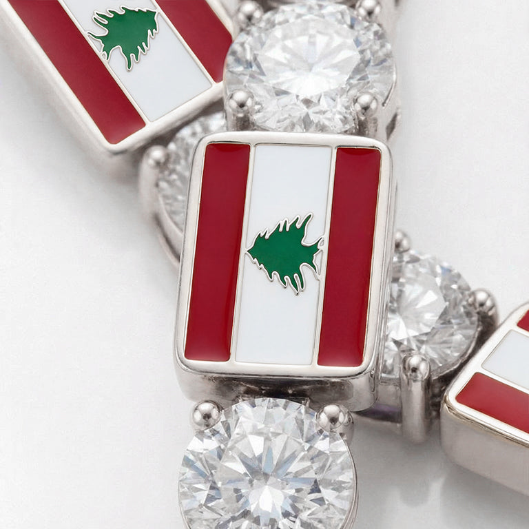 Diamond Tennis Bracelet with Lebanon Flag no. 3