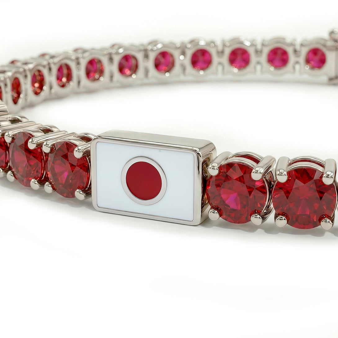 Ruby Tennis Bracelet with Japan Flag no. 12