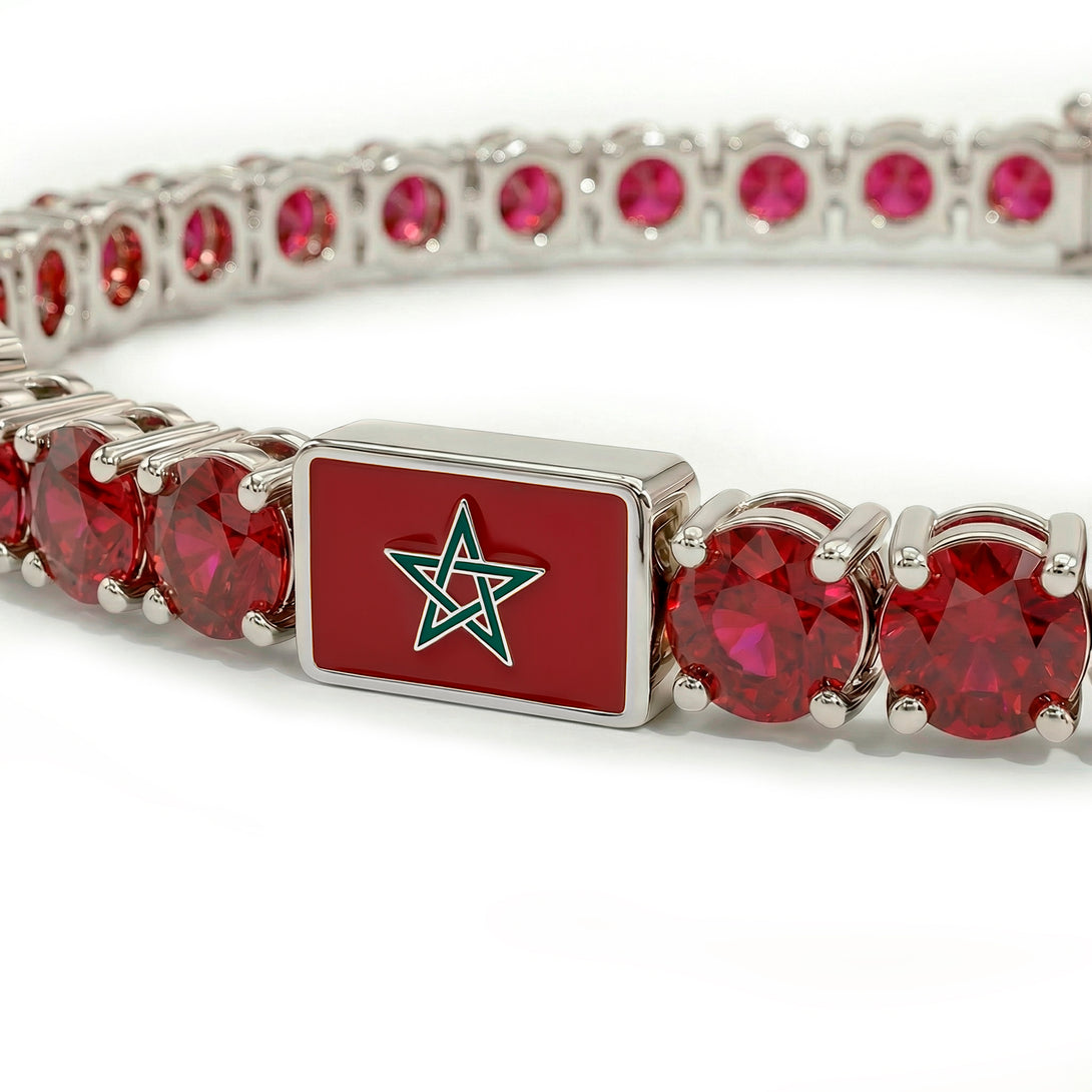 Ruby Tennis Bracelet with Morocco Flag no. 12