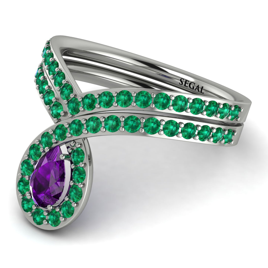 Amethyst Pear Shape Stacking Bridal Set - Emilia No. 306