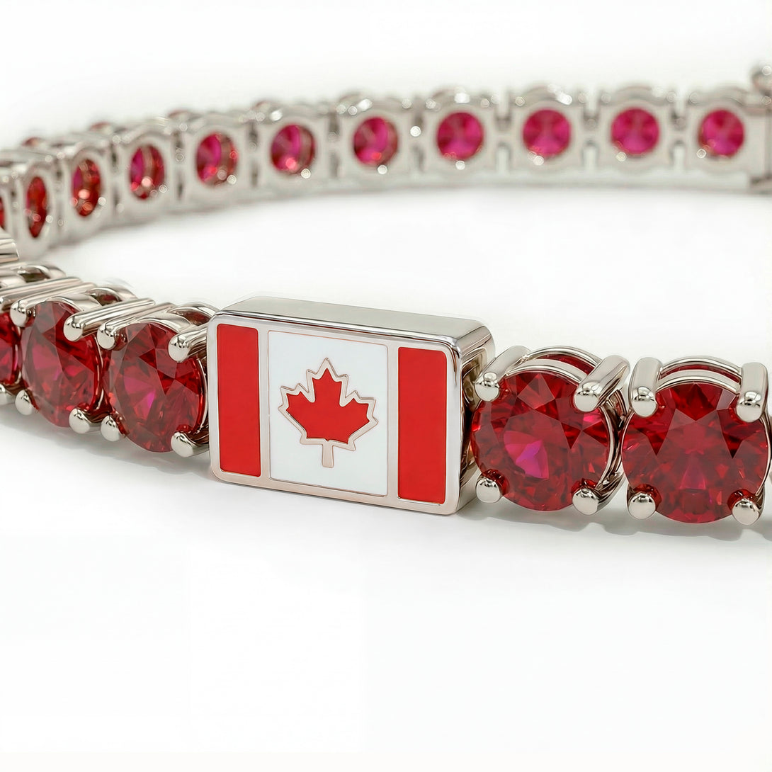 Ruby Tennis Bracelet with Canada Flag no. 12