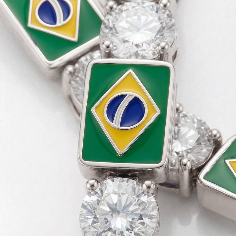 Diamond Tennis Bracelet with Brazil Flag no. 3