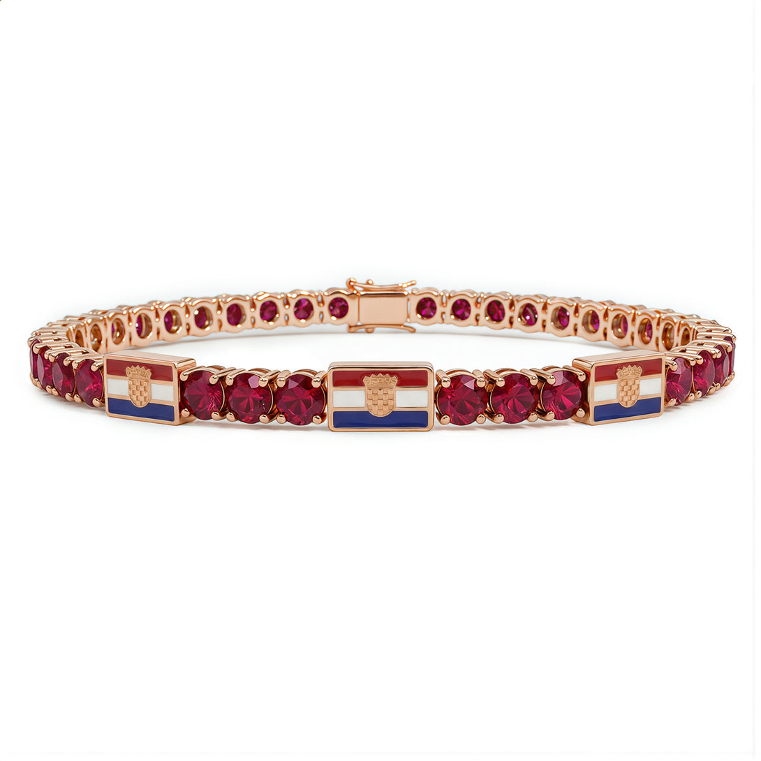 Ruby Tennis Bracelet with Croatia Flag no. 11