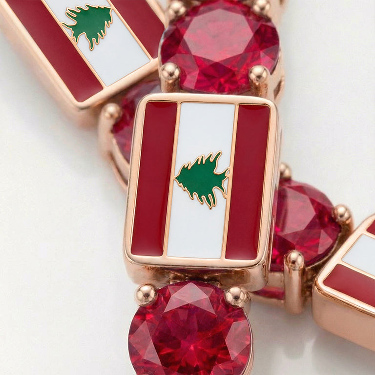 Ruby Tennis Bracelet with Lebanon Flag no. 11