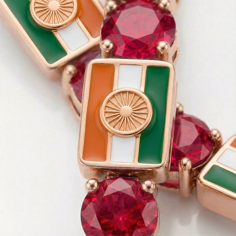 Ruby Tennis Bracelet with India Flag no. 11