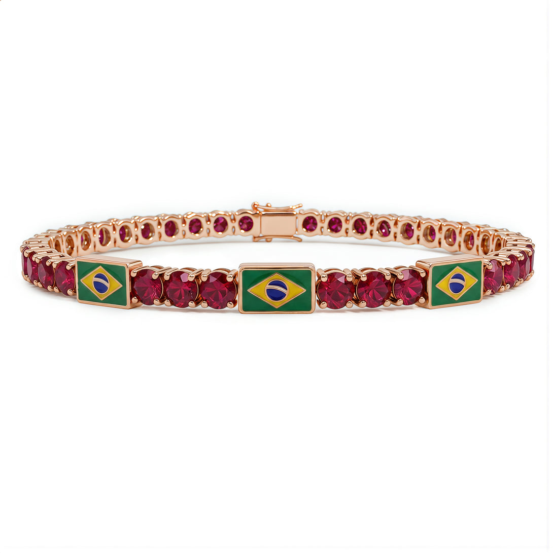 Ruby Tennis Bracelet with Brazil Flag no. 11