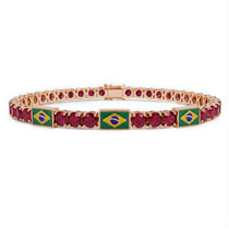 Ruby Tennis Bracelet with Brazil Flag no. 11 image 1
