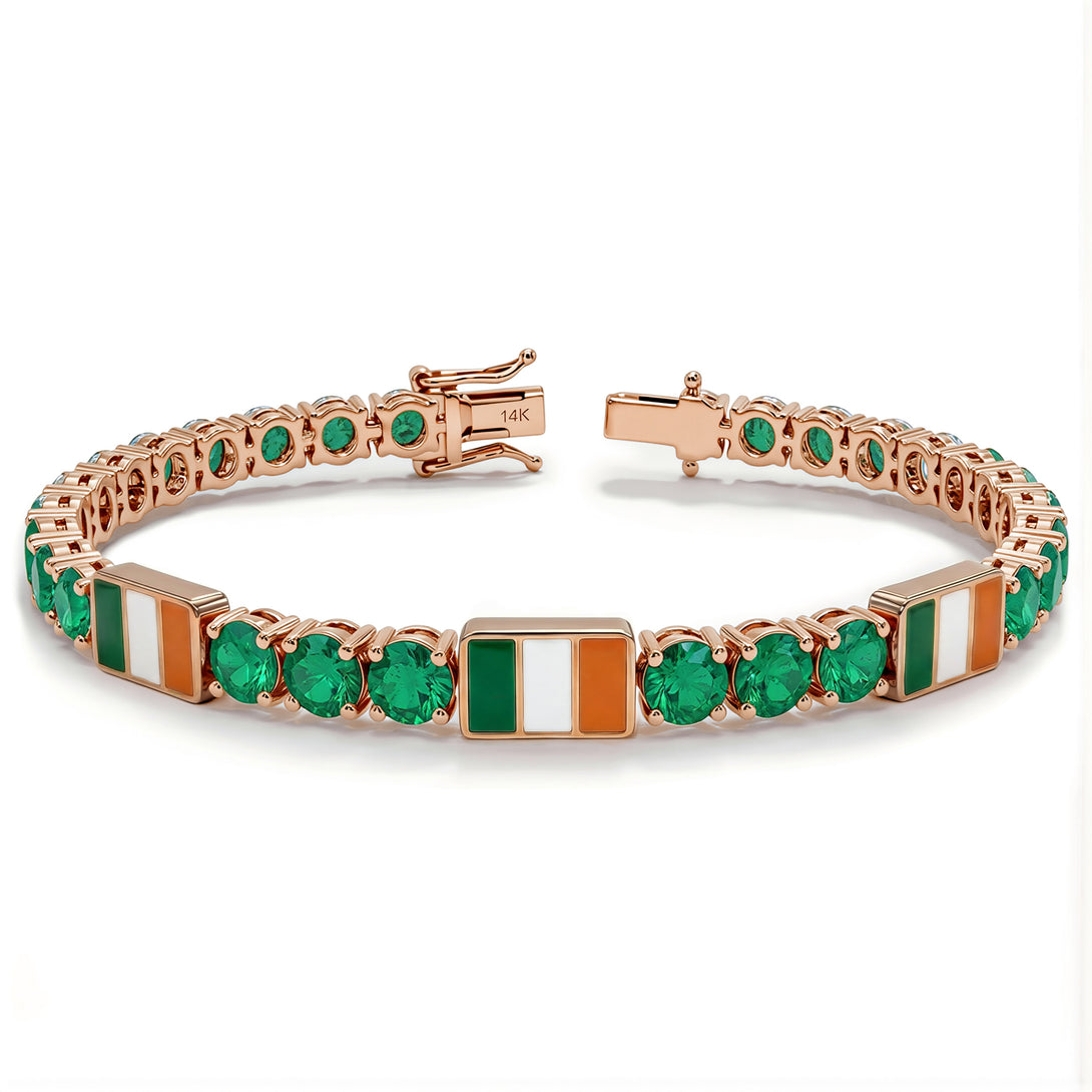 Emerald Tennis Bracelet with Ireland Flag no. 5