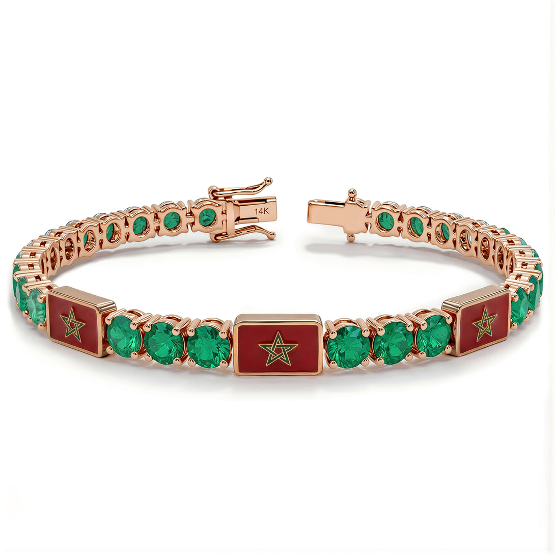 Emerald Tennis Bracelet with Morocco Flag no. 5