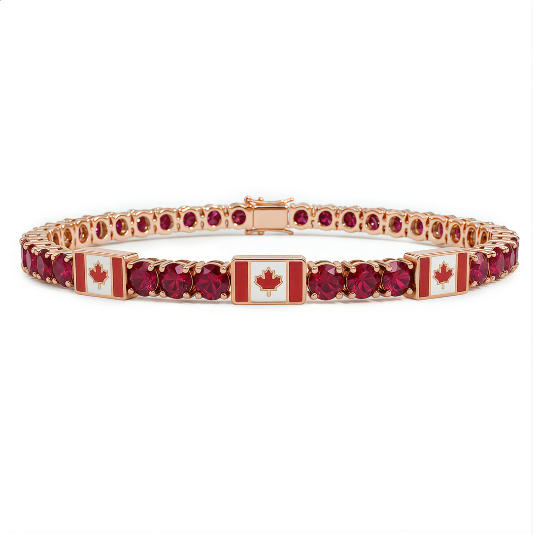 Ruby Tennis Bracelet with Canada Flag no. 11