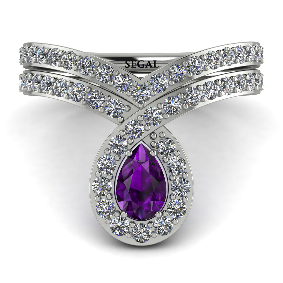 Amethyst Pear Shape Stacking Bridal Set - Emilia No. 303