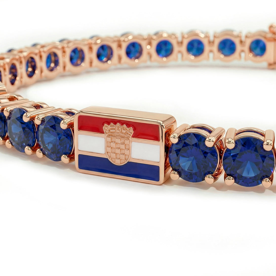 Sapphire Tennis Bracelet with Croatia Flag no. 14