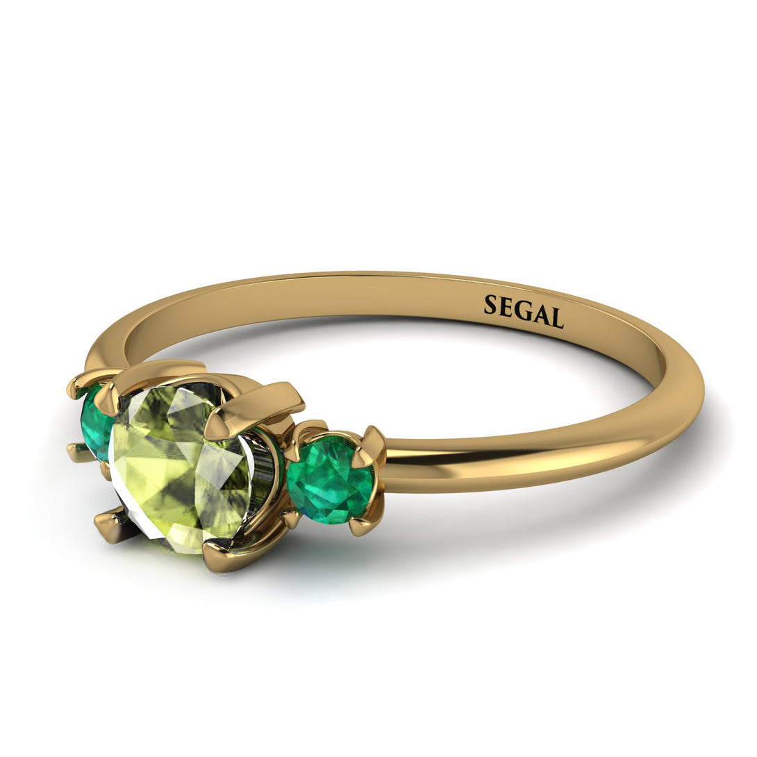 Classic Three Stone Peridot Engagement Ring - Valentina No. 704