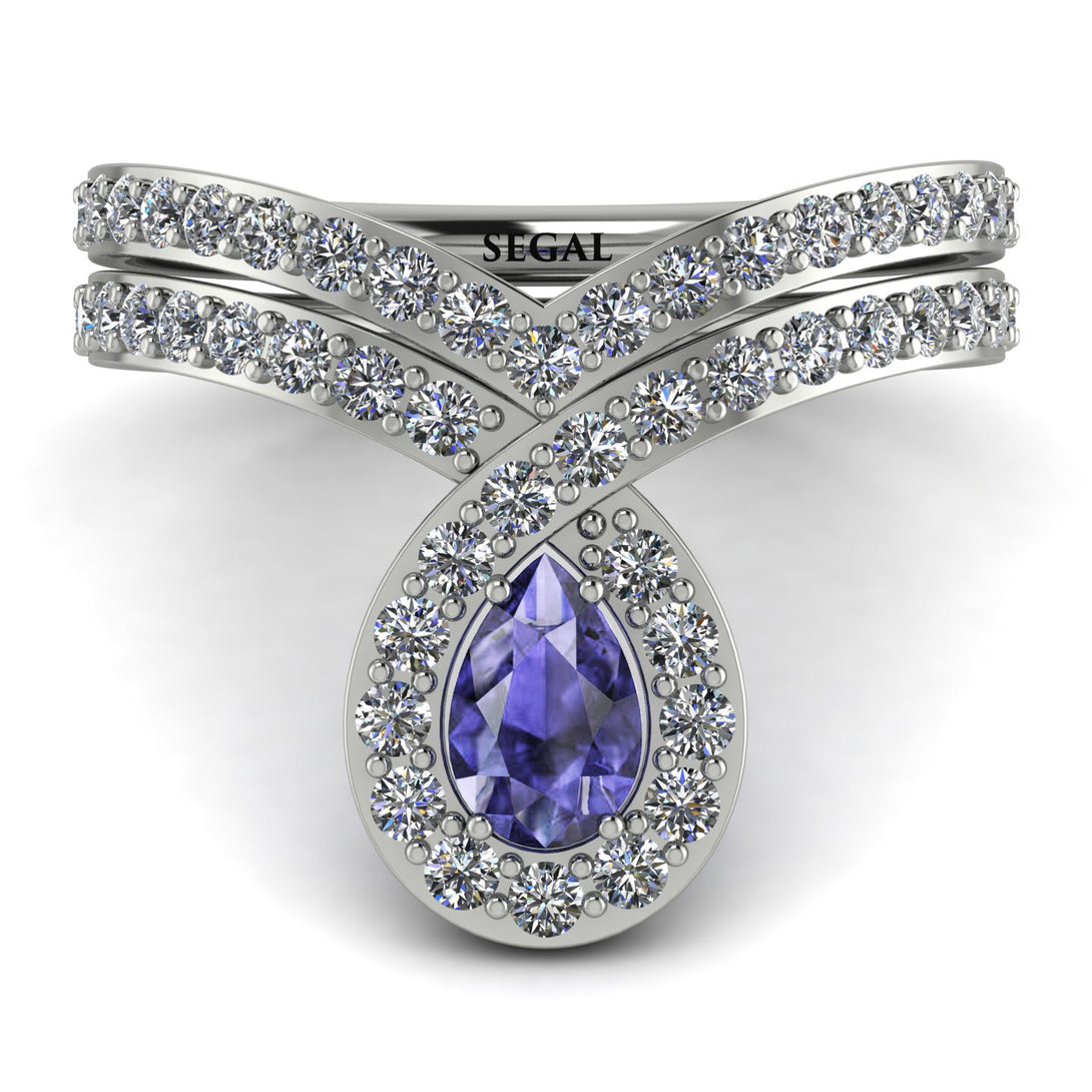 Tanzanite Pear Shape Stacking Bridal Set - Emilia No. 203