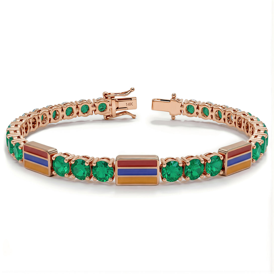Emerald Tennis Bracelet with Armenia Flag no. 5