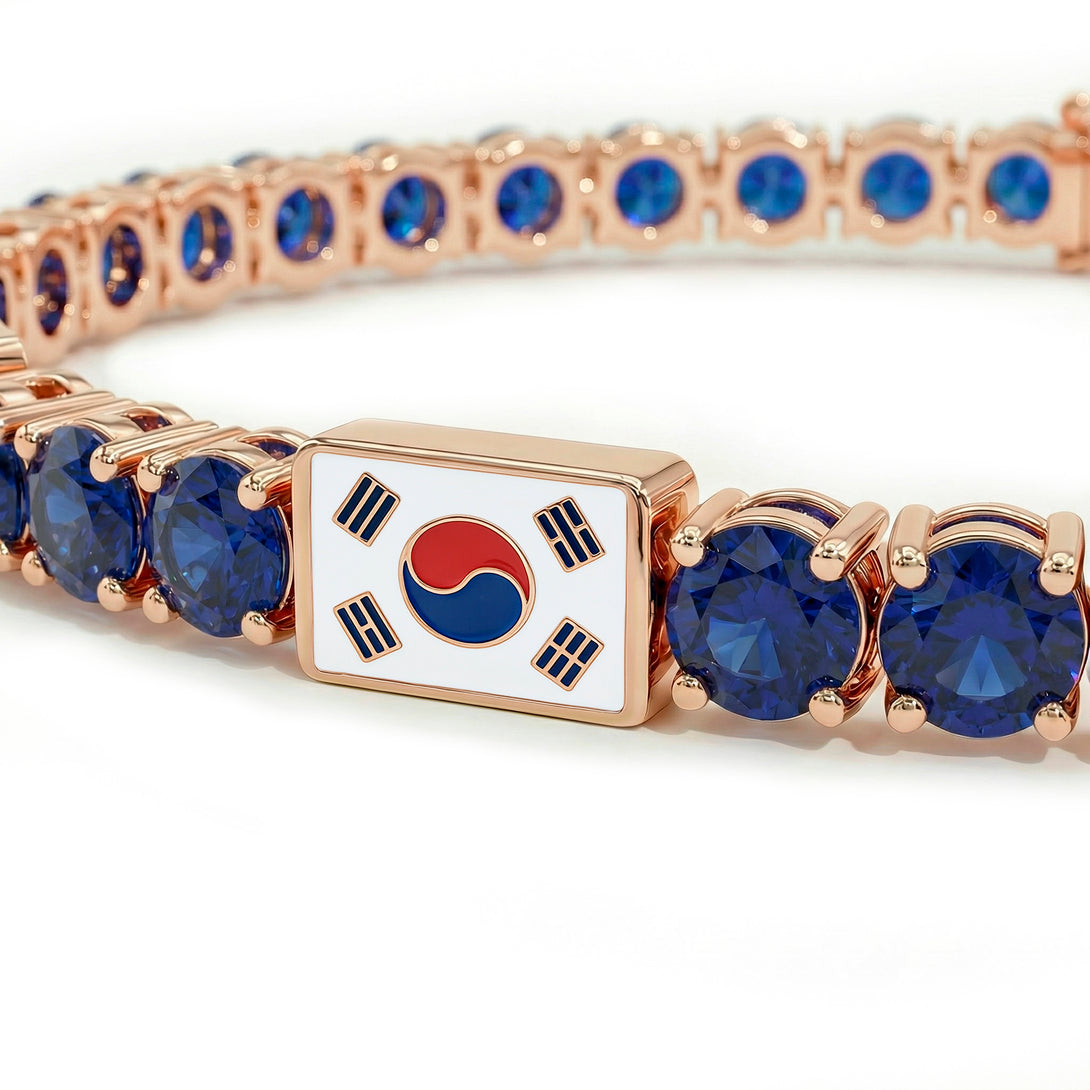 Sapphire Tennis Bracelet with South Korea Flag no. 14