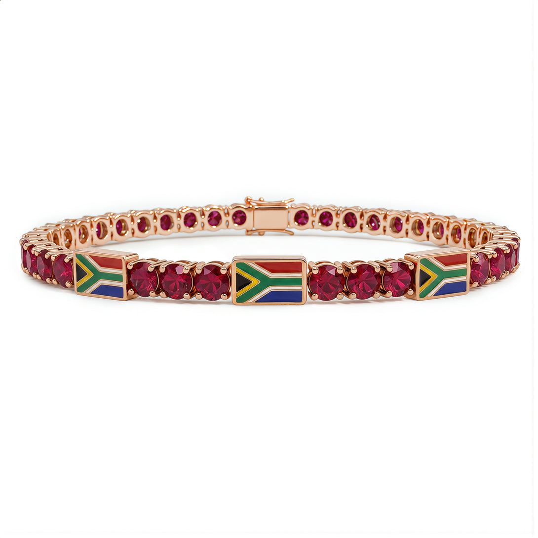 Ruby Tennis Bracelet with South Africa Flag no. 11