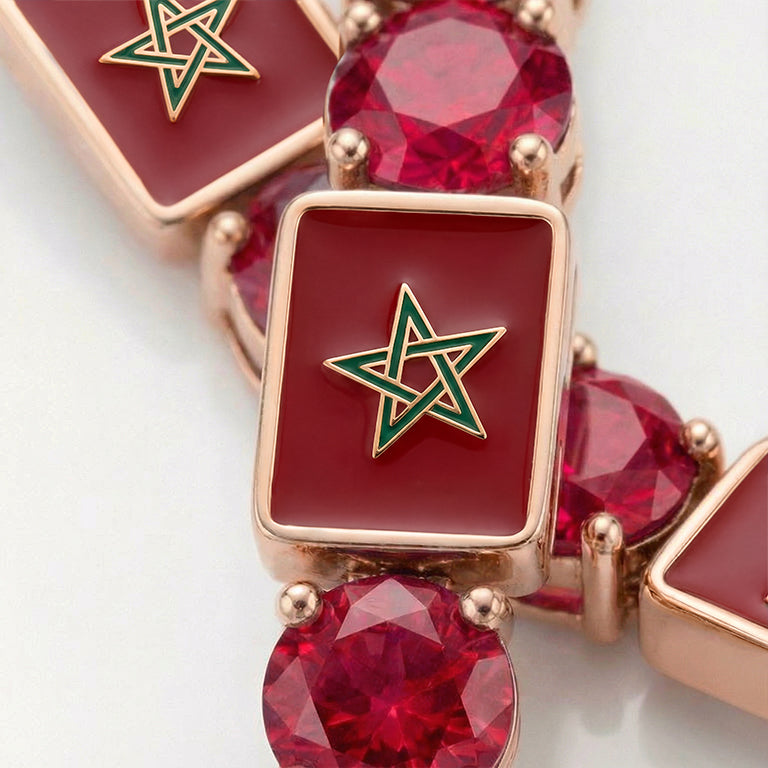 Ruby Tennis Bracelet with Morocco Flag no. 11
