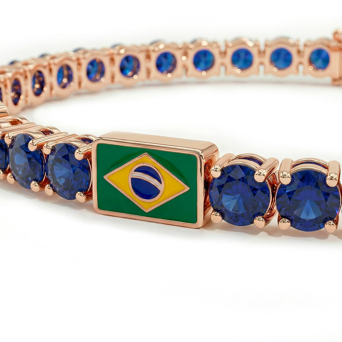 Sapphire Tennis Bracelet with Brazil Flag no. 14