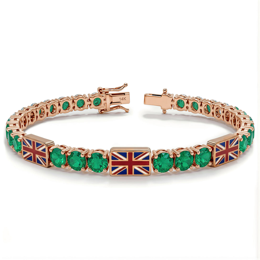 Emerald Tennis Bracelet with United Kingdom Flag no. 5