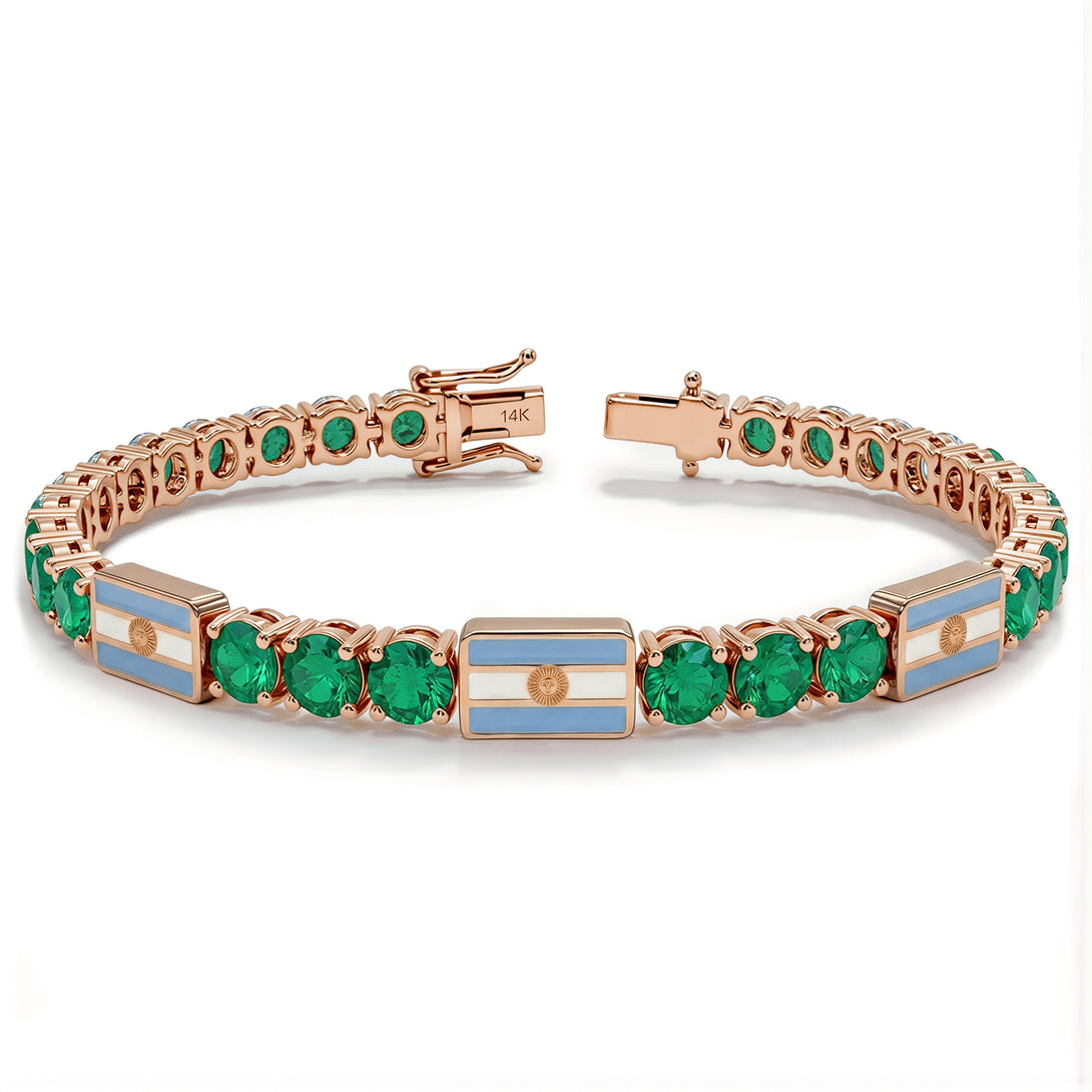 Emerald Tennis Bracelet with Argentina Flag no. 5
