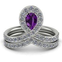 Amethyst Pear Shape Stacking Bridal Set - Emilia No. 303 image 1