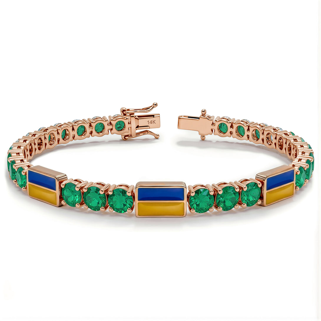 Emerald Tennis Bracelet with Ukraine Flag no. 5