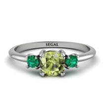 Classic Three Stone Peridot Engagement Ring - Valentina No. 706 image 1