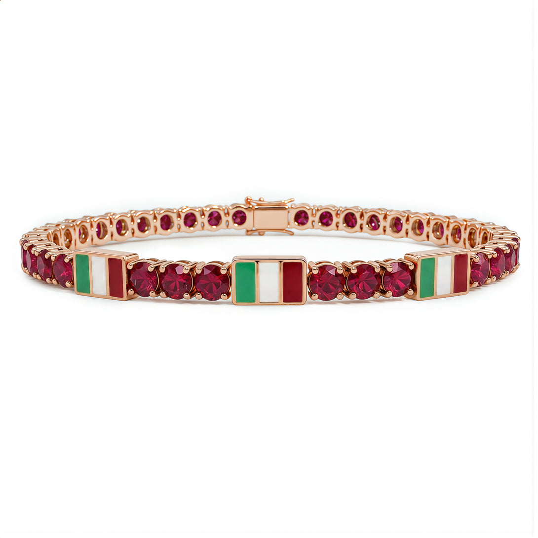 Ruby Tennis Bracelet with Italy Flag no. 11