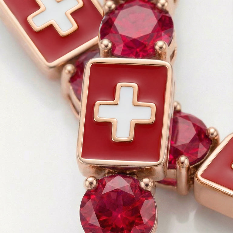 Ruby Tennis Bracelet with Switzerland Flag no. 11