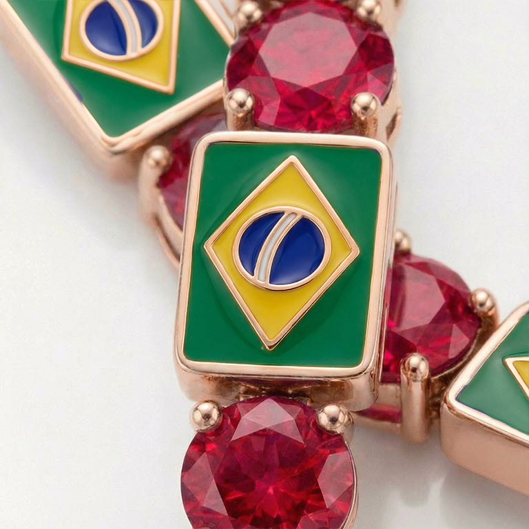Ruby Tennis Bracelet with Brazil Flag no. 11