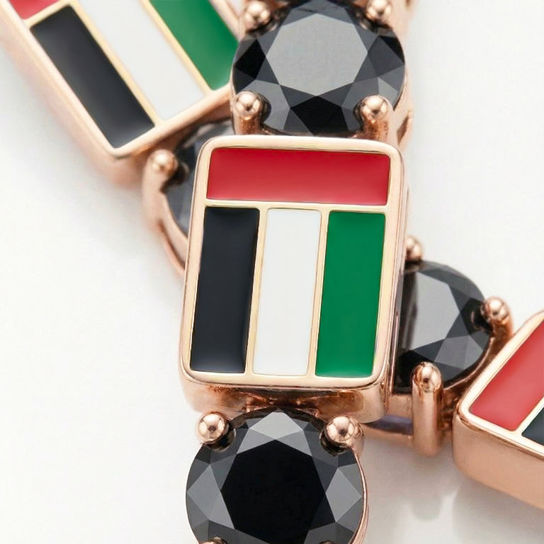 Black Diamond Tennis Bracelet with United Arab Emirates Flag no. 8