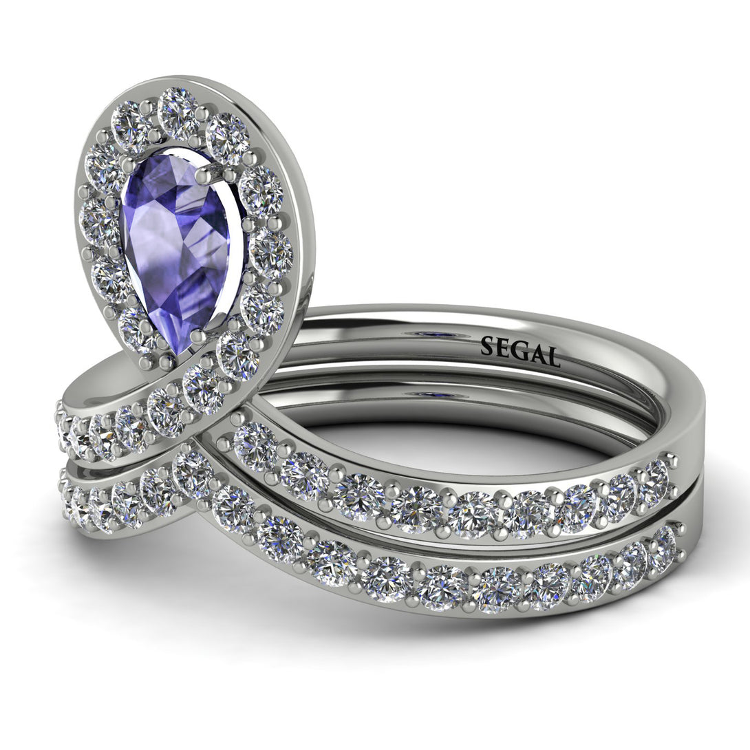 Tanzanite Pear Shape Stacking Bridal Set - Emilia No. 203