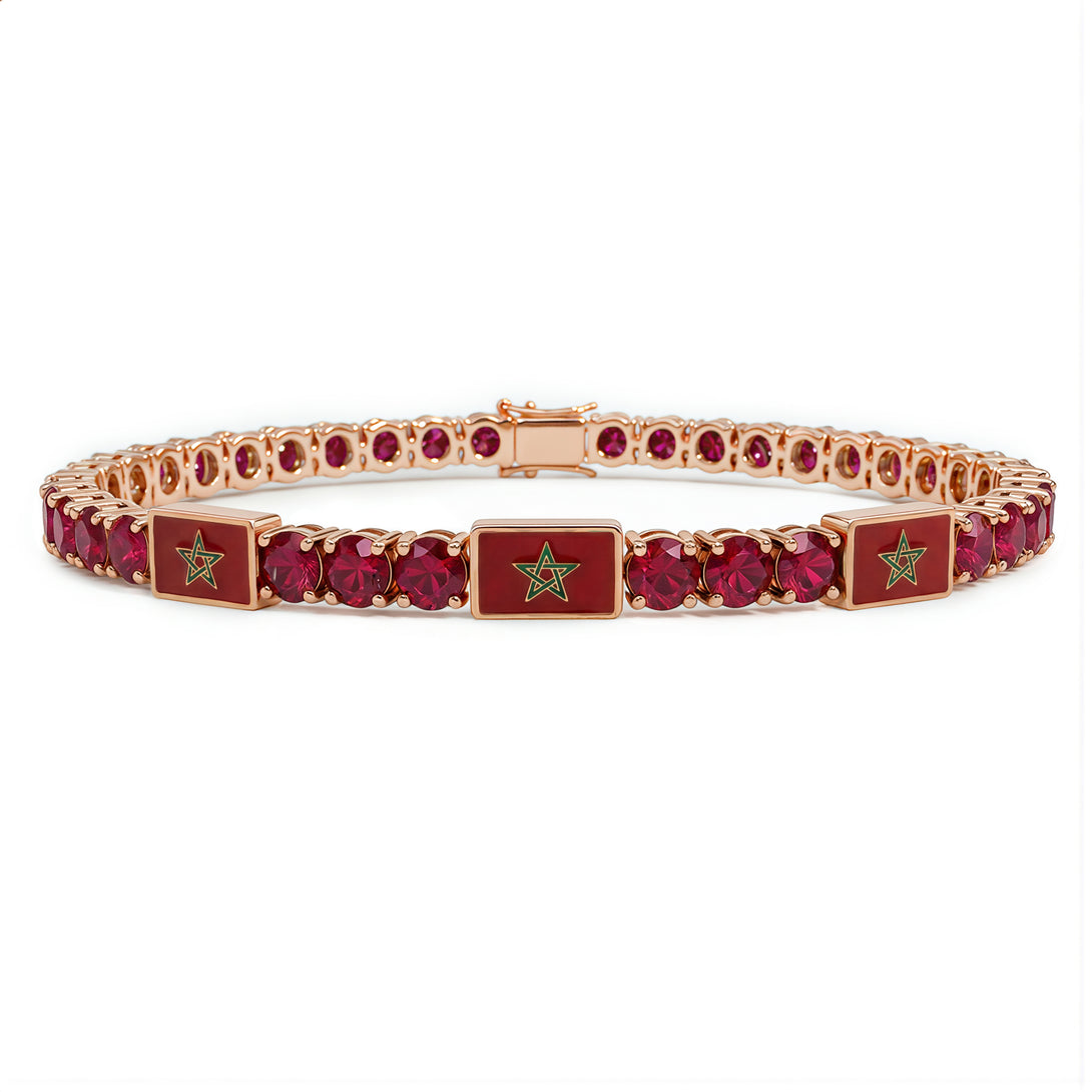 Ruby Tennis Bracelet with Morocco Flag no. 11