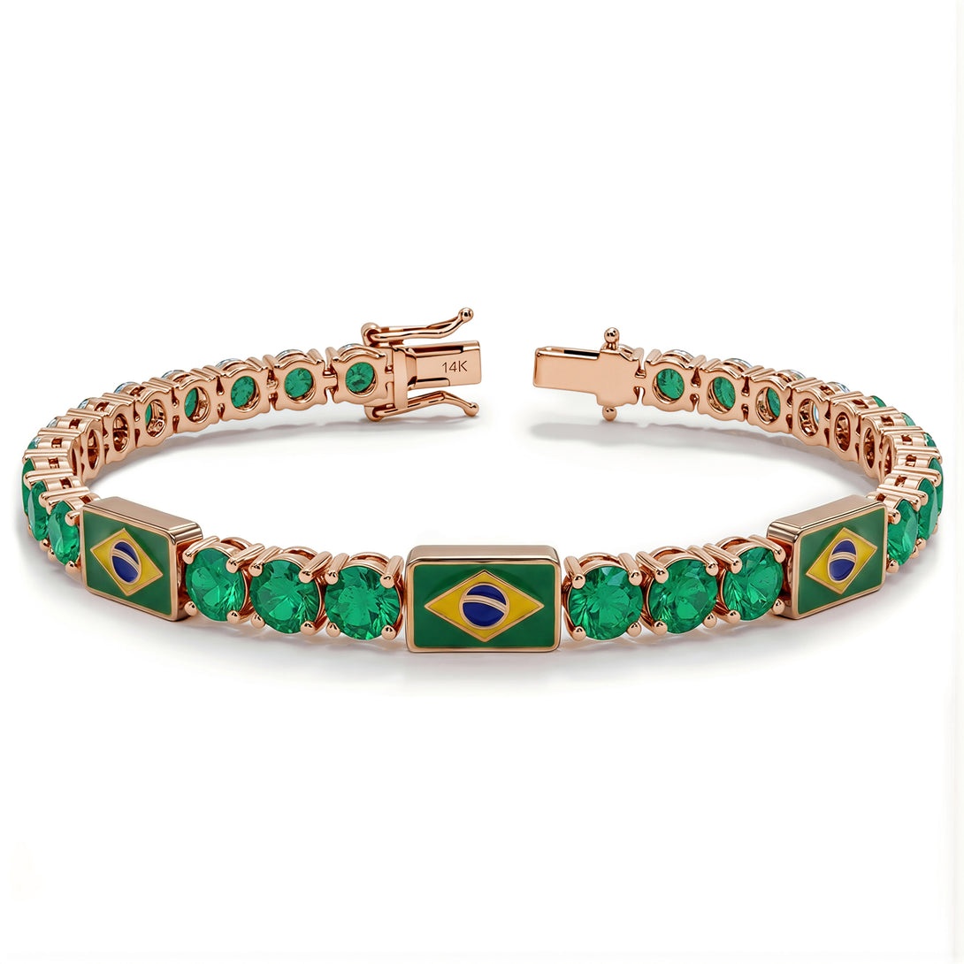 Emerald Tennis Bracelet with Brazil Flag no. 5