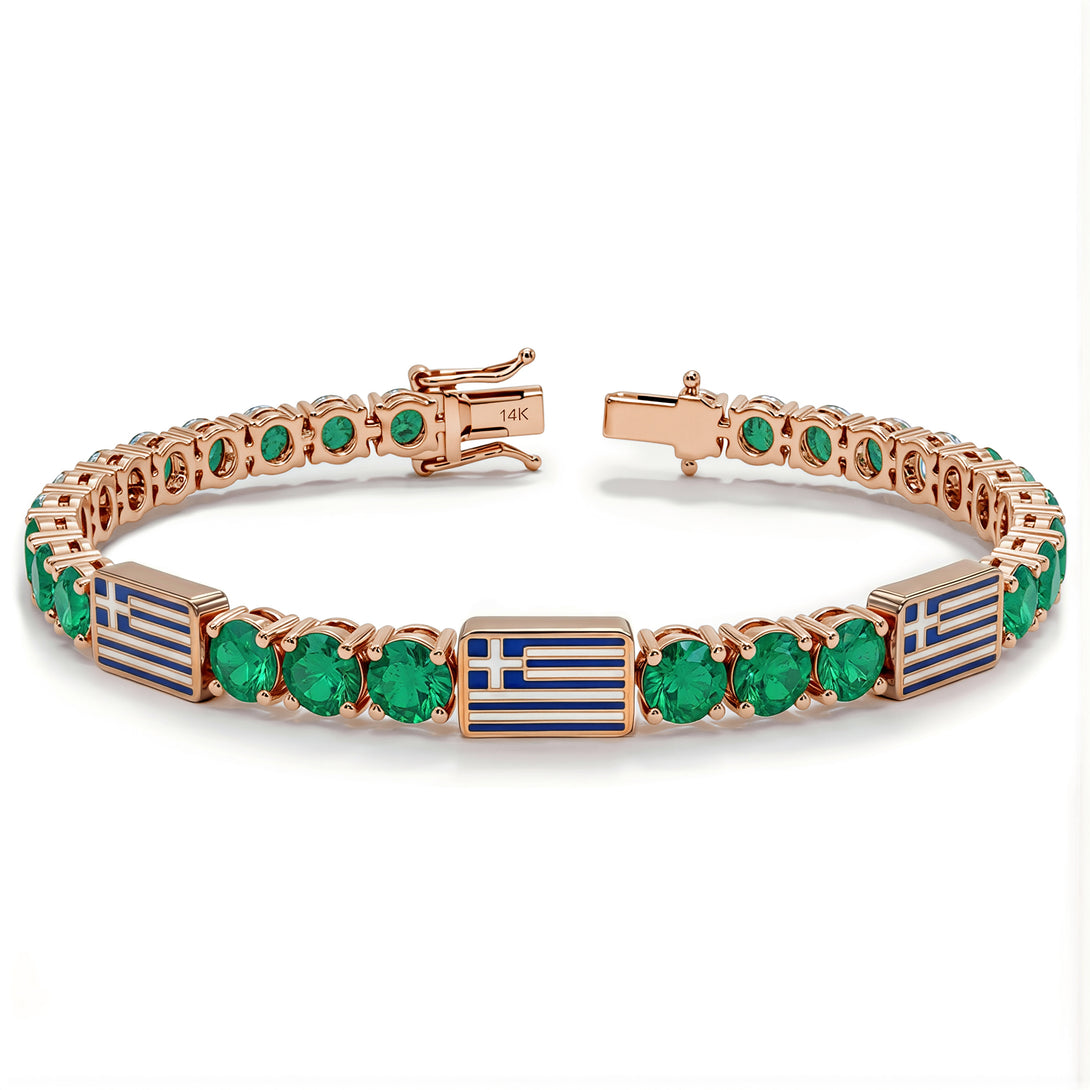 Emerald Tennis Bracelet with Greece Flag no. 5