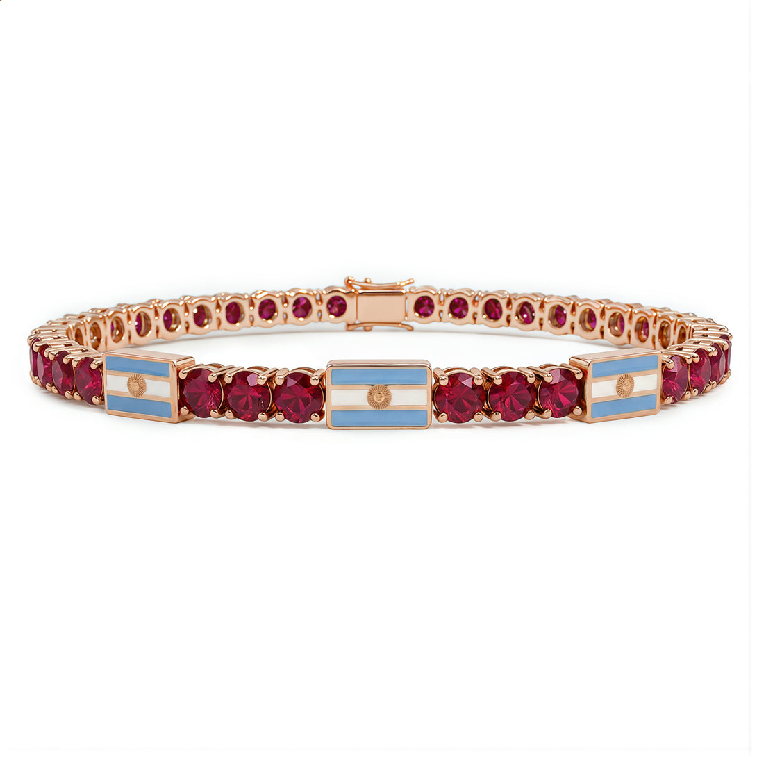 Ruby Tennis Bracelet with Argentina Flag no. 11